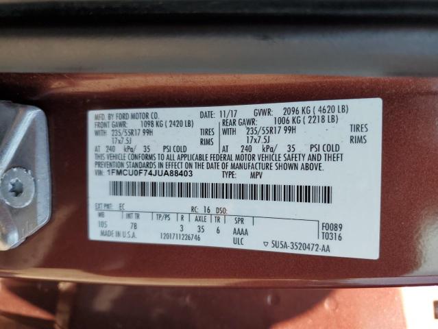 1FMCU0F74JUA88403 - 2018 FORD ESCAPE S ბურგუნდია ფოტო 13