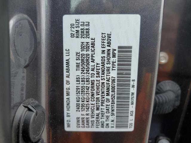 5FNYF8H52LB007067 - 2020 HONDA PASSPORT EXL CHARCOAL photo 13