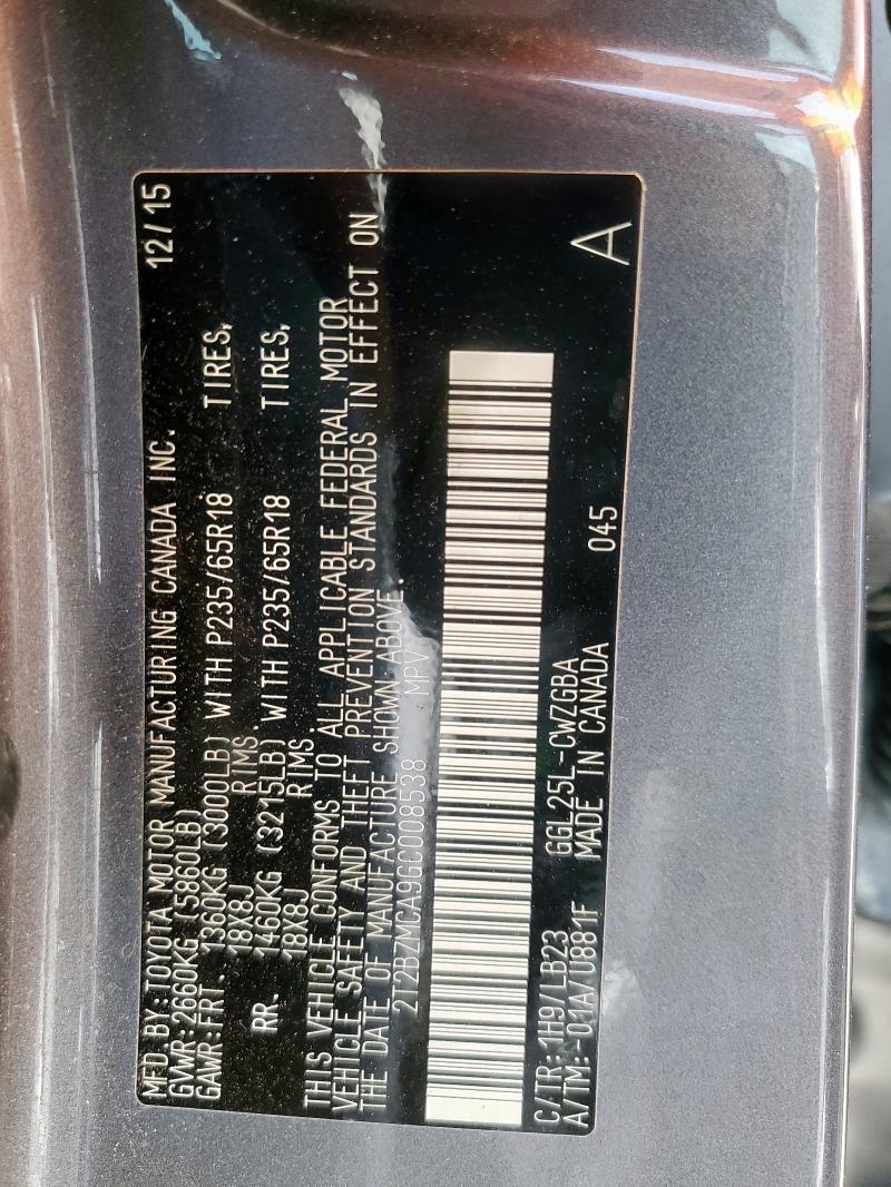 2T2BZMCA9GC008538 - 2016 LEXUS RX 350 BASE 石墨色 照片 13