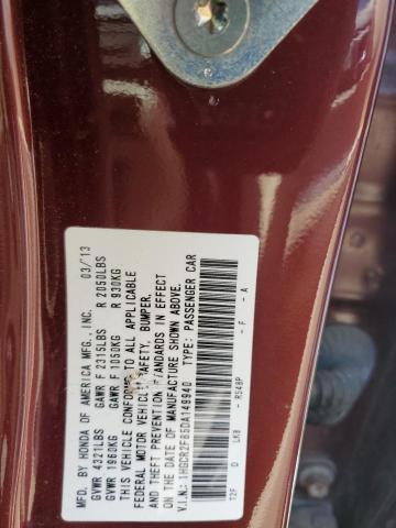 1HGCR2F85DA149940 - 2013 HONDA ACCORD EXL BURGUNDY photo 12