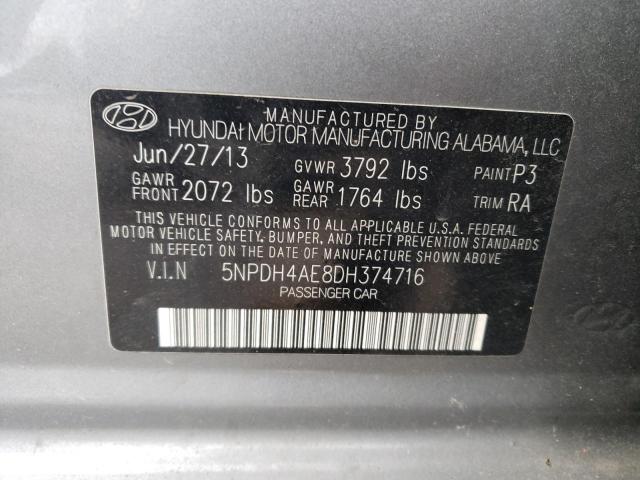 5NPDH4AE8DH374716 - 2013 HYUNDAI ELANTRA GLS GRAY photo 12