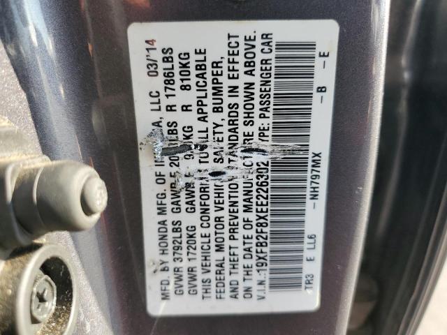 19XFB2F8XEE226302 - 2014 HONDA CIVIC EX GRAY photo 12