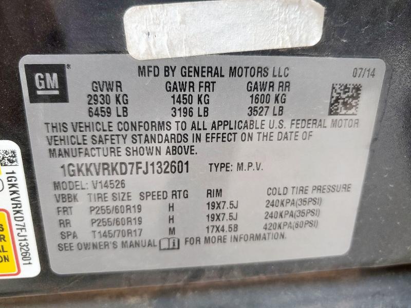 1GKKVRKD7FJ132601 - 2015 GMC ACADIA SLT-1 Қара фото 13