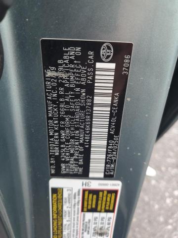 4T4BE46K69R137882 - 2009 TOYOTA CAMRY BASE BLUE photo 12