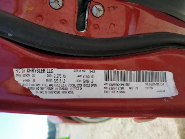 2B3KA43D49H616631 - 2009 DODGE CHARGER RED photo 10