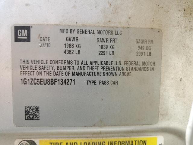 1G1ZC5EU8BF134271 - 2011 CHEVROLET MALIBU 1LT SILVER photo 12