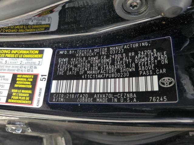 4T1C11AK7PU800230 - 2023 TOYOTA CAMRY LE BLACK photo 12