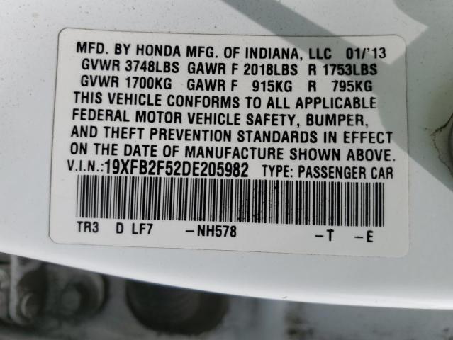 19XFB2F52DE205982 - 2013 HONDA CIVIC LX Ağ foto 13