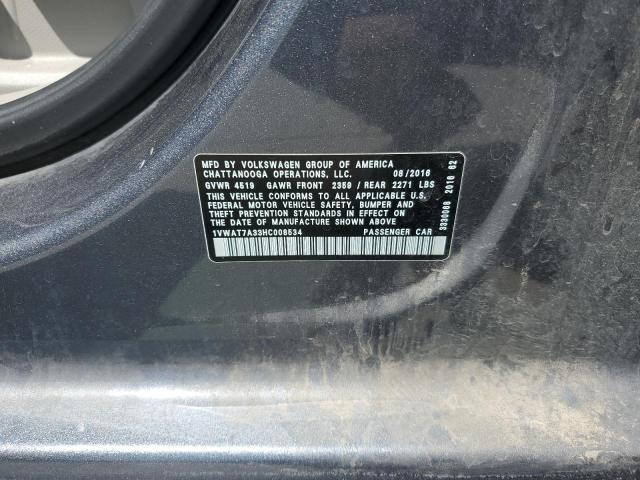 1VWAT7A33HC008534 - 2017 VOLKSWAGEN PASSAT S 灰色 照片 12