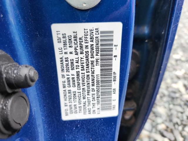 19XFB2F95CE000111 - 2012 HONDA CIVIC EXL BLUE photo 13