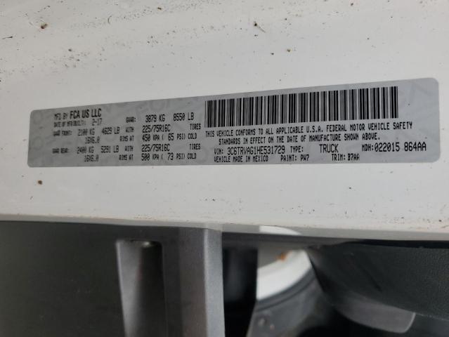 3C6TRVAG1HE531729 - 2017 RAM PROMASTER 1500 STANDARD WHITE photo 12