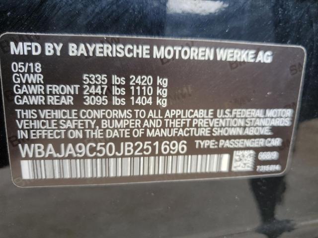 WBAJA9C50JB251696 - 2018 BMW 530E BLACK photo 10