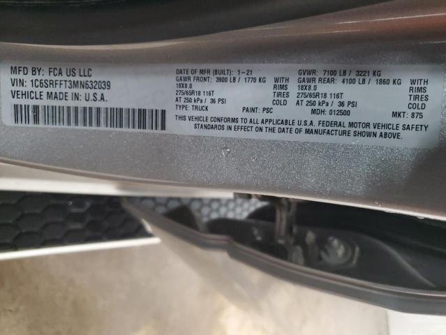 1C6SRFFT3MN632039 - 2021 RAM 1500 BIG HORN/LONE STAR SILVER photo 12