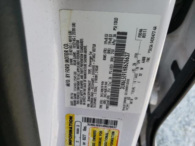 3LN6L5E91HR626637 - 2017 LINCOLN MKZ RESERVE WHITE photo 12