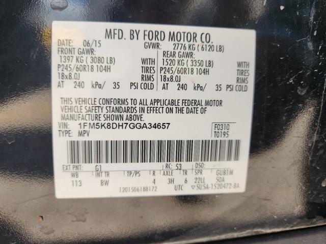 1FM5K8DH7GGA34657 - 2016 FORD EXPLORER XLT 灰色 照片 13