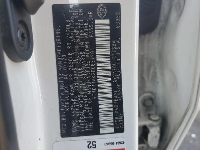 4T1G11AK3PU834201 - 2023 TOYOTA CAMRY SE NIGHT SHADE WHITE photo 12