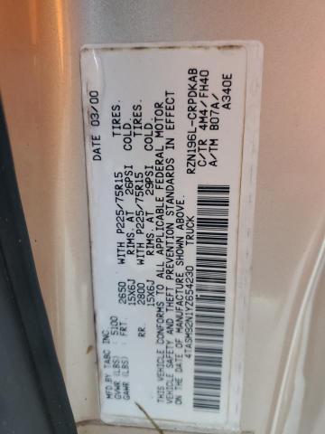 4TASM92N1YZ654230 - 2000 TOYOTA TACOMA XTRACAB PRERUNNER ოქროსფერი ფოტო 12