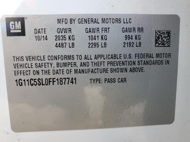 1G11C5SL0FF187741 - 2015 CHEVROLET MALIBU 1LT WHITE photo 12