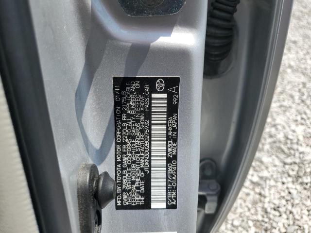 JTDKN3DU2B0275932 - 2011 TOYOTA PRIUS 银色 照片 12