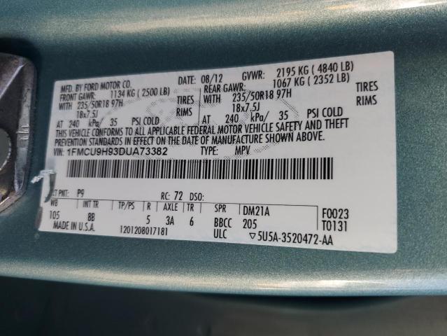 1FMCU9H93DUA73382 - 2013 FORD ESCAPE SEL TURQUOISE photo 13