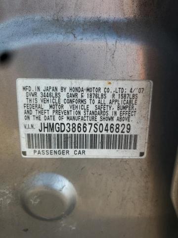 JHMGD38667S046829 - 2007 HONDA FIT S SILVER photo 12