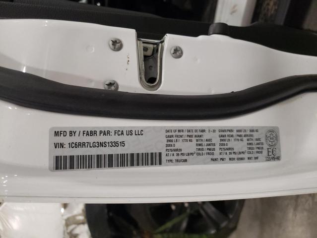 1C6RR7LG3NS133515 - 2022 RAM 1500 CLASS SLT 白色 照片 12