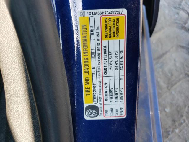 1G1JA6SH7C4227327 - 2012 CHEVROLET SONIC LS BLUE photo 10