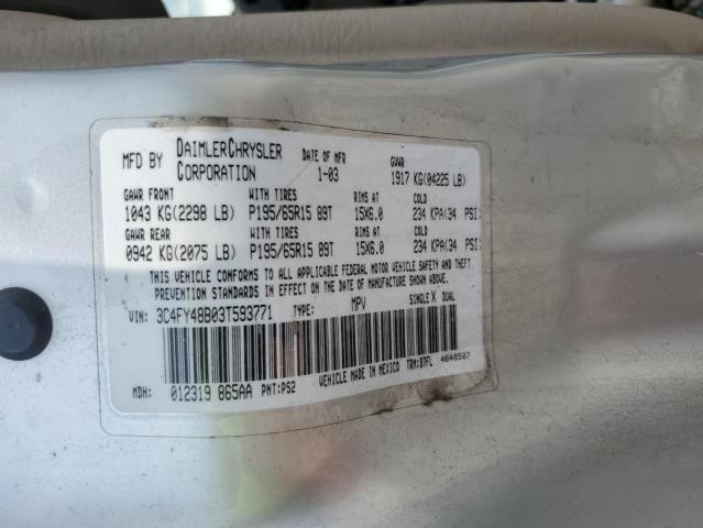 3C4FY48B03T593771 - 2003 CHRYSLER PT CRUISER CLASSIC 银色 照片 12