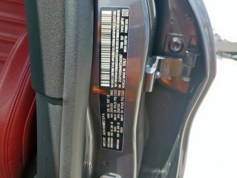 ZASPAKBN4N7D42587 - 2022 ALFA ROMEO STELVIO TI رمادي صورة 12