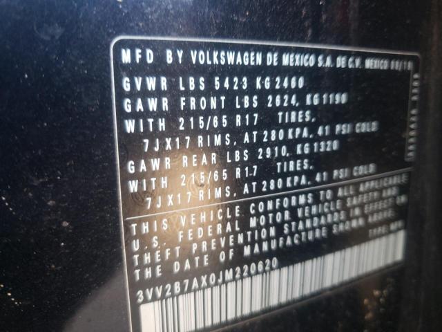 3VV2B7AX0JM220620 - 2018 VOLKSWAGEN TIGUAN SE 黑色 照片 13