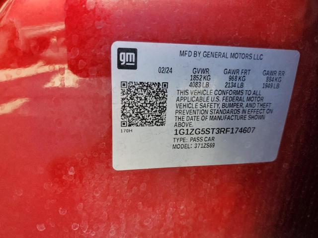 1G1ZG5ST3RF174607 - 2024 CHEVROLET MALIBU RS Rouge photo 12