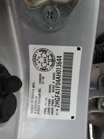 2HGFA1F04AH013644 - 2010 HONDA CIVIC EXL ვერცხლისფერი ფოტო 13