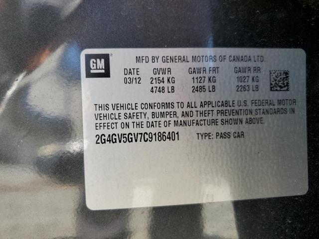 2G4GV5GV7C9186401 - 2012 BUICK REGAL GS Графитовый фото 12