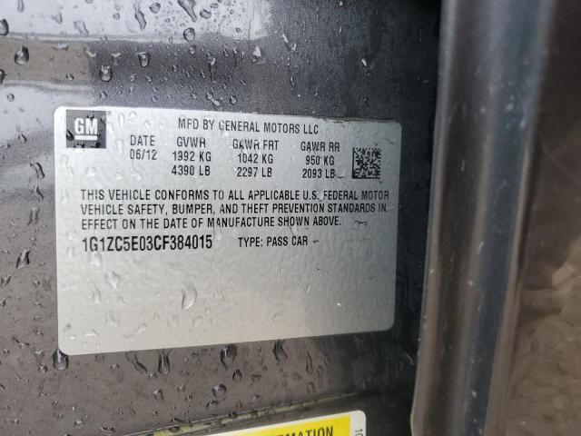 1G1ZC5E03CF384015 - 2012 CHEVROLET MALIBU 1LT GRAY photo 12