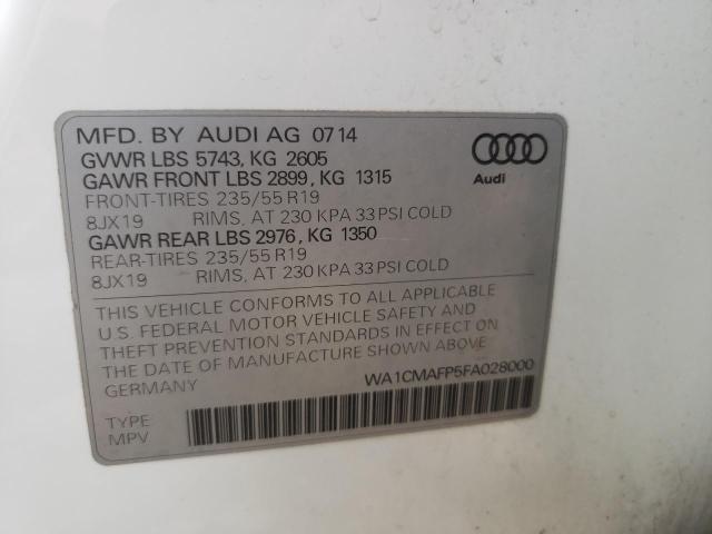 WA1CMAFP5FA028000 - 2015 AUDI Q5 TDI PREMIUM PLUS WHITE photo 13