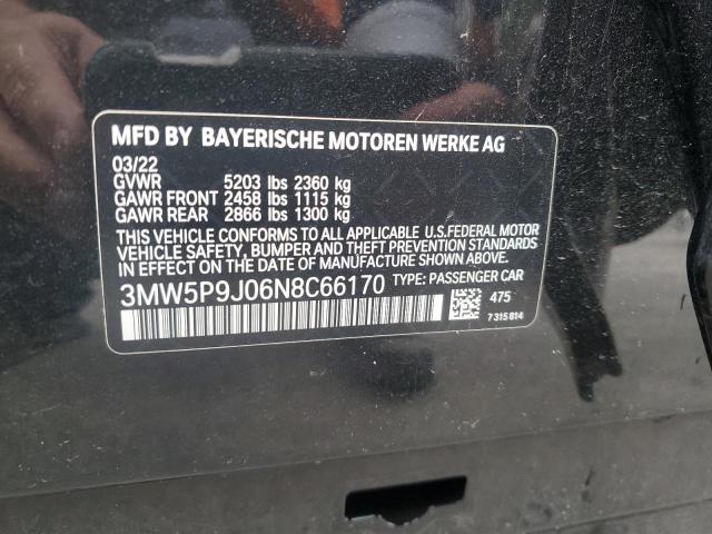 3MW5P9J06N8C66170 - 2022 BMW 330XE BLACK photo 13