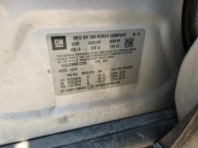 KL4CJCSB0GB722958 - 2016 BUICK ENCORE SILVER photo 13