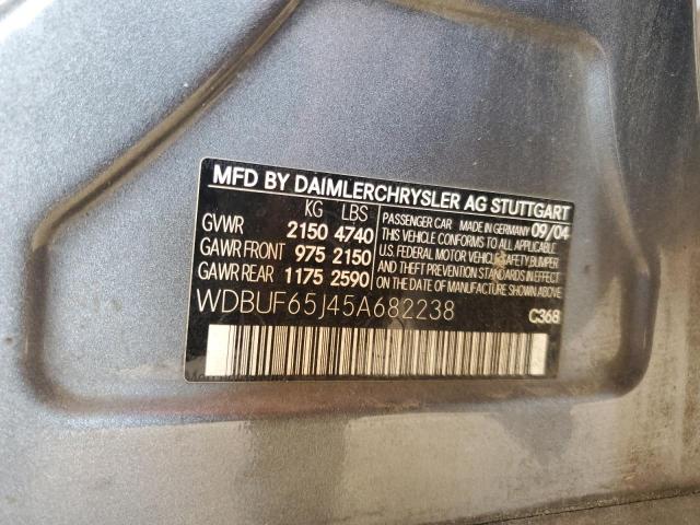 WDBUF65J45A682238 - 2005 MERCEDES-BENZ E 320 GRAY photo 13