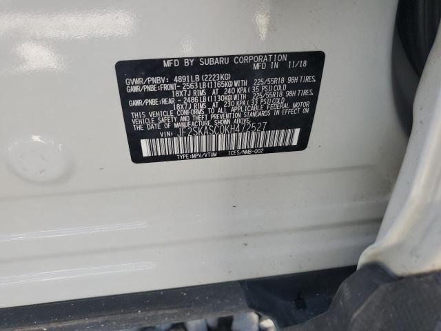 JF2SKASC0KH472527 - 2019 SUBARU FORESTER LIMITED თეთრი ფოტო 13