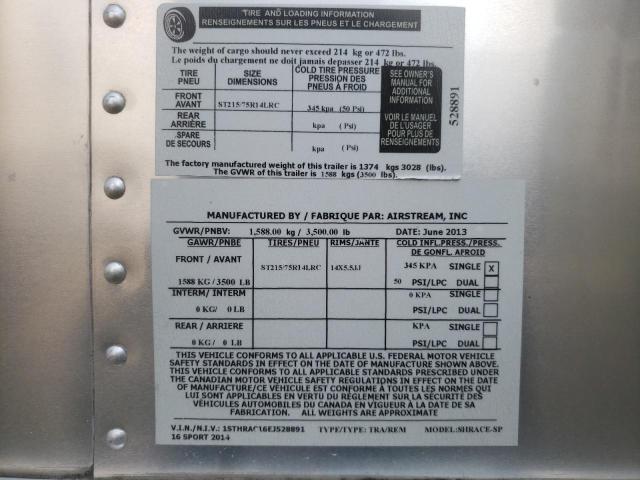 1STHRAC16EJ528891 - 2014 AIRS TRAILER GRAY photo 10