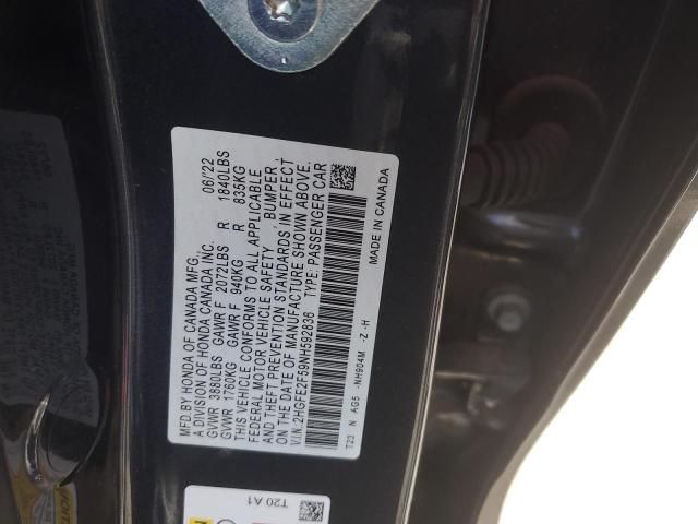 2HGFE2F59NH592836 - 2022 HONDA CIVIC SPORT 灰色 照片 12