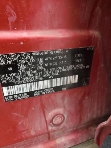 2T3BFREV2GW517189 - 2016 TOYOTA RAV4 LE RED photo 13