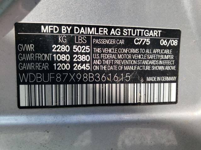 WDBUF87X98B361615 - 2008 MERCEDES-BENZ E 350 4MATIC SILVER photo 12