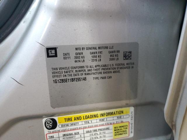 1G1ZB5E11BF295148 - 2011 CHEVROLET MALIBU LS 银色 照片 12