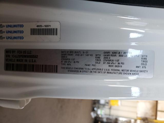 1C4JJXP69MW800562 - 2021 JEEP WRANGLER U SAHARA 4XE WHITE photo 12