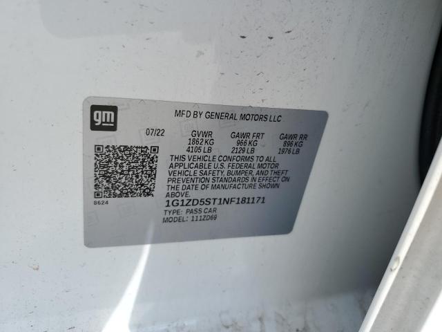 1G1ZD5ST1NF181171 - 2022 CHEVROLET MALIBU LT WHITE photo 12