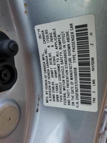 2HGFB2F57EH556958 - 2014 HONDA CIVIC LX GRAY photo 13