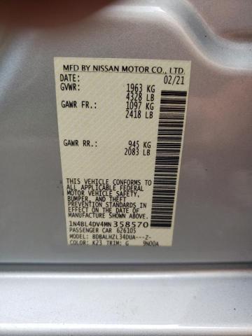 1N4BL4DV4MN358570 - 2021 NISSAN ALTIMA SV SILVER photo 12