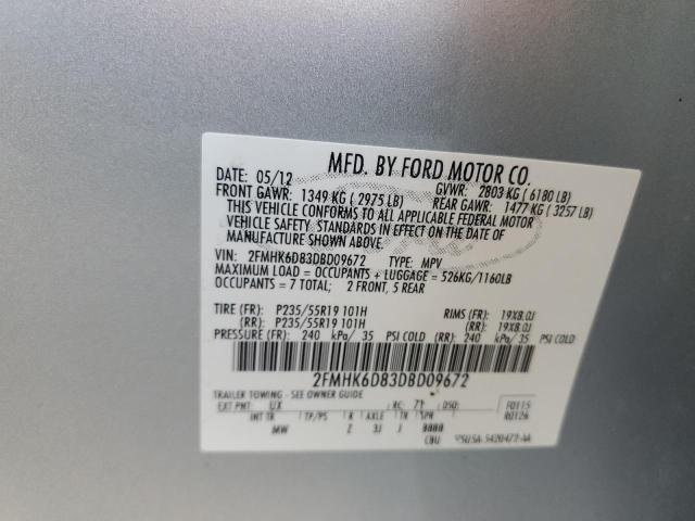 2FMHK6D83DBD09672 - 2013 FORD FLEX LIMITED SILVER photo 13