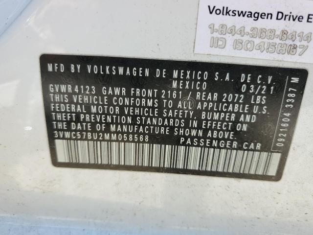 3VWC57BU2MM058568 - 2021 VOLKSWAGEN JETTA S WHITE photo 12